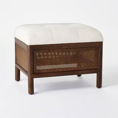 Woodspring Cane Ottoman Dark Walnut - Threshold