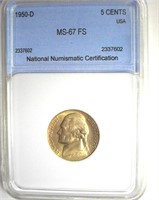 1950-D Nickel MS67 FS LISTS $650