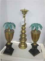 3 BRASS CANDLE HOLDERS