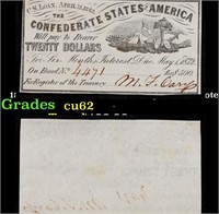 1862 Confederate States Twenty Dollars Note Grades