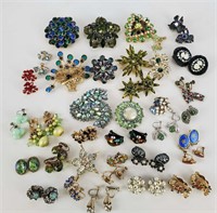 Vintage Rhinestone Jewelry Large Lot