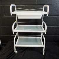 New in box - 5 White steel wheeled carts -L