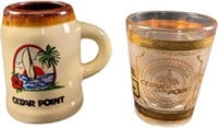 Cedar Point Souvenir Ceramic & Glass Shot Glasses