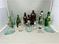 various antique & vintage glass bottles