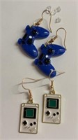 2 pair gamer earrings. Gameboy 1.5 inches long,