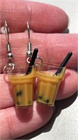 Boba milk tea / cappuccino earrings super cute!