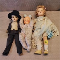 2 Madame Alexander Porcelain Dolls & 1 Vintage