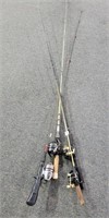 4 FISHING RODS WITH ZEBCO 20/20 REEL, ZEBCO