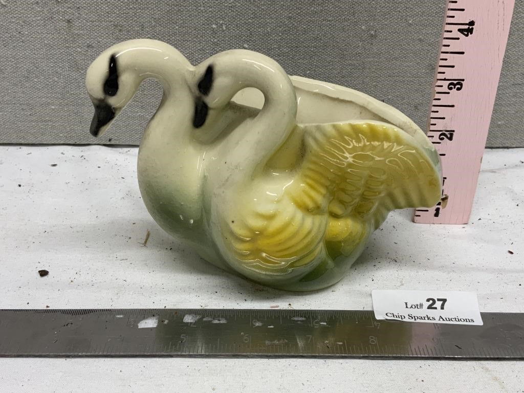 Vintage MCM Yellow Ombré Swan Planter