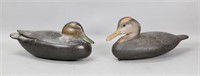 2 Carved Wood Duck Decoys