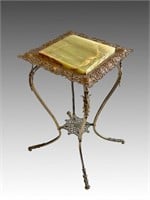 BRADLEY & HUBBARD MARBLE TOP CAST IRON STAND