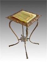 BRADLEY & HUBBARD MARBLE TOP CAST IRON STAND