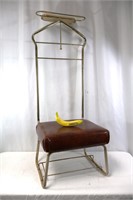 Vintage Metal and Faux Leather Valet Chair