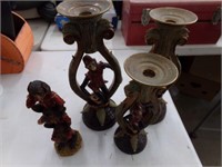 3-Monkey candle sticks & figurines