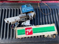 Large 7UP vintage metal toy trailer and other pars