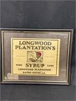 Framed Longwood Plantation Syrup Advertising