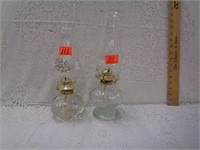 2 Oil Lamps, Clear, 14" Tall