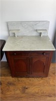 Marble top wash stand w/pull out towel bars ea end