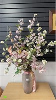 Lg silk flower arrangement in glass vase