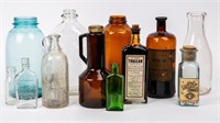 Lot Vintage Glass Bottles Medicine / Milk