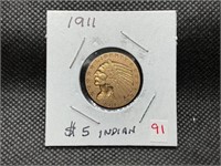 1911 INDIAN HEAD $5 GOLD COIN