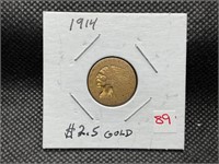 1914 INDIAN HEAD $2 1/2 GOLD COIN