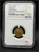 1911-D INDIAN HEAD GOLD $2 1/2 STRONG D WITH AU