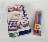 Double 9 Dominoes Game, Colored Pencils