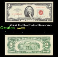 1963 $2 Red Seal United States Note Grades Choice