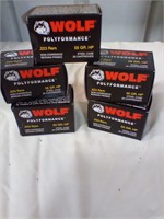 Wolf .223 ammo 5 boxes 100 rounds