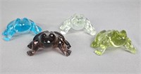 Lot Fo 4 Art Glass Frogs