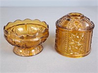 Vintage Amber Glass Candle Holder