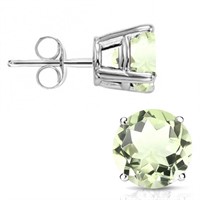 6MM Round Cut Light Green Amethyst 1.85CTW Stud Ea