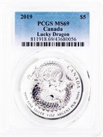 Coin 2019 Canada Luck Dragon $5 PCGS MS69