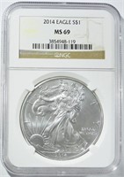 2014 AMERICAN SILVER EAGLE NGC MS-69