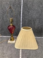 Pink Glass Lamp with Stone Base