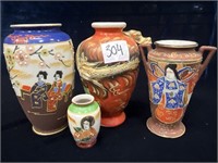 4 Small Asian Vases