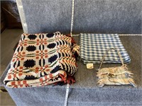 Tablecloth, Bed Case, and Old Purse Bundle