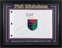 Phil Mickelson Signed & Framed Golf Pin Flag PSA