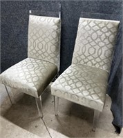 DESIGNMASTER Glam Dining Chairs 2 piece silver