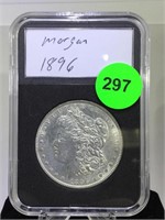 Silver Morgan Dollar cased 1896