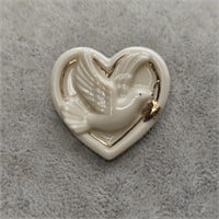 Lenox Signed Porcelain Heart Dove Brooch