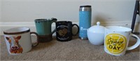 E2) Misc Coffee mugs and sugar container
