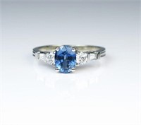 Brilliant Ceylon Colored Sapphire & Diamond Ring