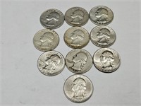 10- 1950's & 60's Silver Quarters