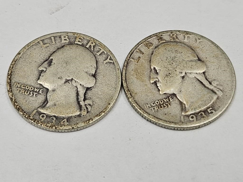 1934 & 1935 Silver Quarters