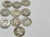 10-  1930's, & 40's Silver Quarters