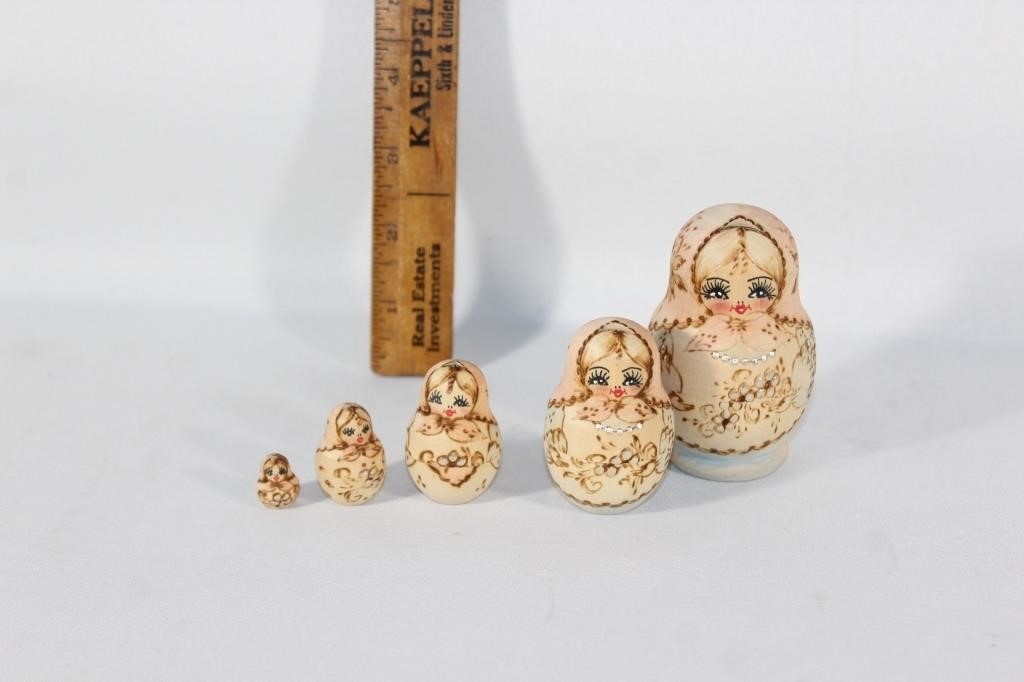 Vintage wooden handpainted Russian Nesting dolls