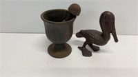 Vintage cast iron mortar and pestle 6’’, and