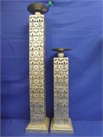 Silver Metal Pedestal Candle Holders 36" & 24"